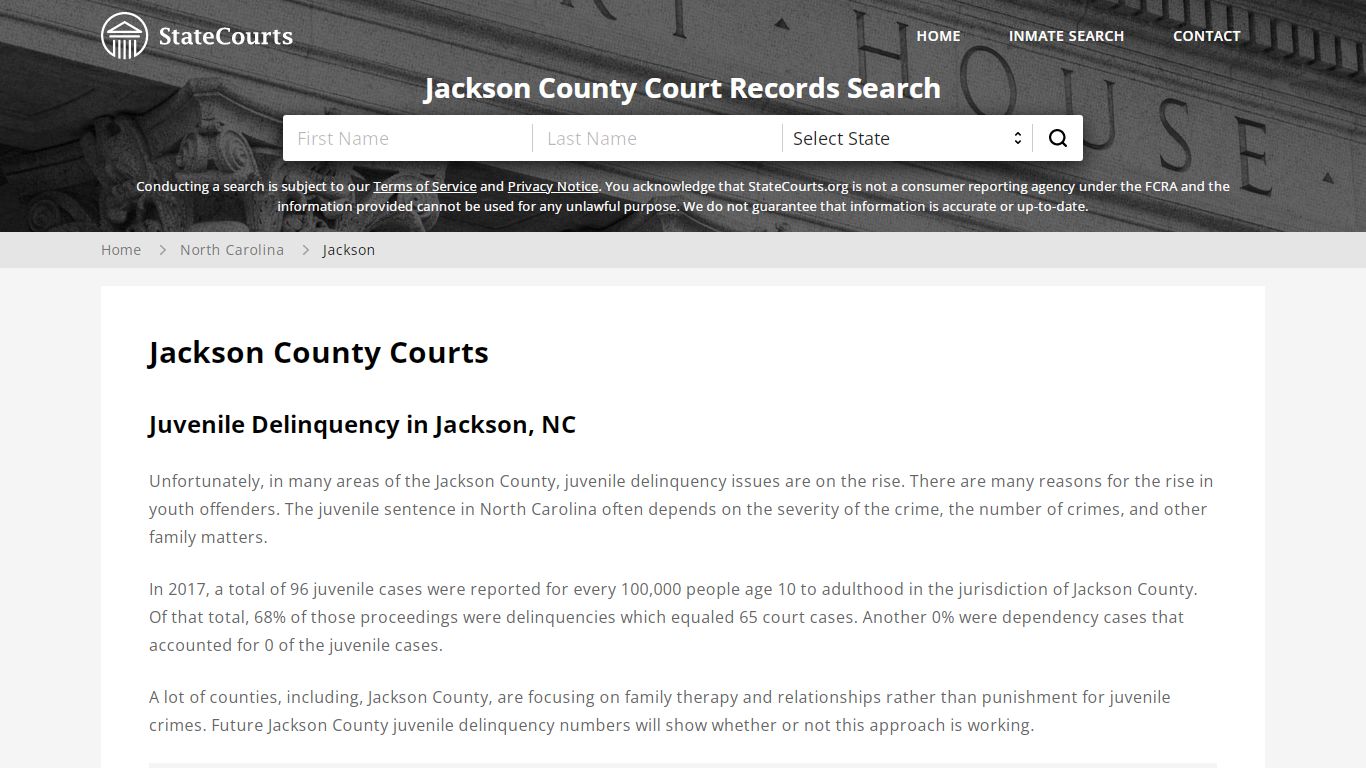Jackson County, NC Courts - Records & Cases - StateCourts